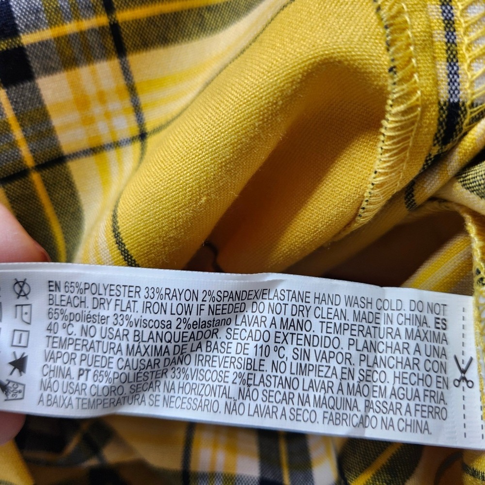 Forever 21 Yellow Plaid Mini Dress Medium 90s Bodycon Spaghetti Strap Clueless - Picture 10 of 11